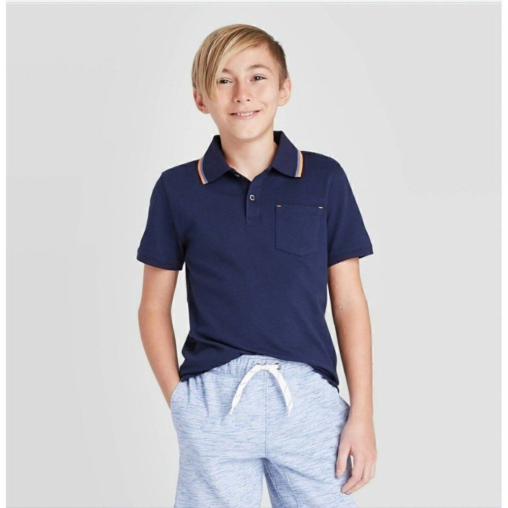 Pack of 2 Boy's L(12/14) Short Sleeve Pique Polo Shirt - Cat & Jack‎ - Navy